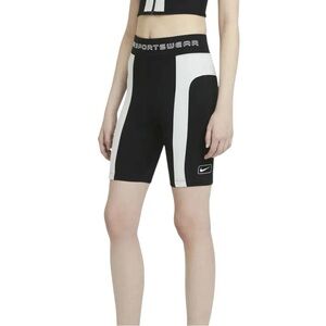 Nike Sportswear High Rise Bike Shorts Y2K Black‎ White Women’s Small NWT